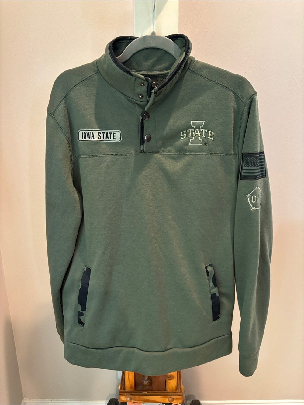 Colosseum Olive Green Iowa State Quarter-Snap Performance Pullover